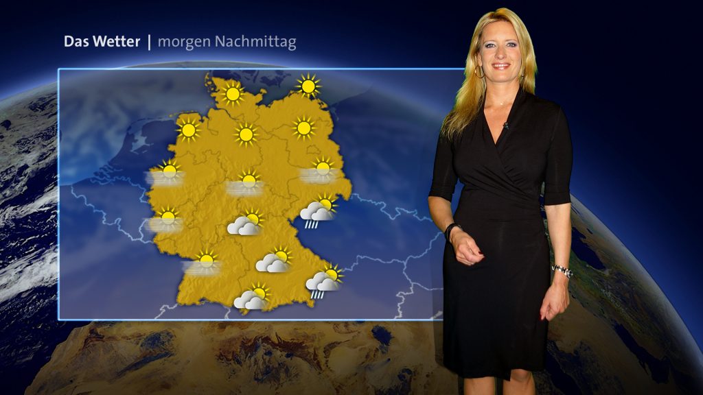 Wetterkarte der ARD Wetter News mit Claudia Kleinert, Foto copyright ARD Wetterteam